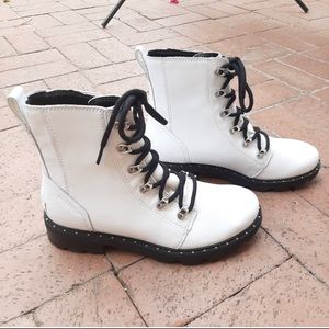 SOREL Lennox Lace Studded Combat Boot in White